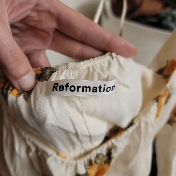 EUC REFORMATION Plath Yellow & Ivory Floral Top - Constance - Picture 6 of 7